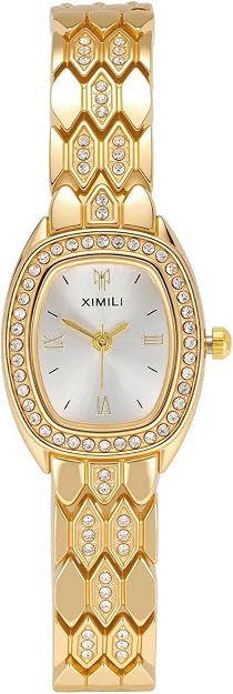 Top Plaza Luxury Gold Watches for Women Ladies Analog Quartz Watch Alloy Steel Roman Numeral Small Dial Bracelet Watch Gifts for Her