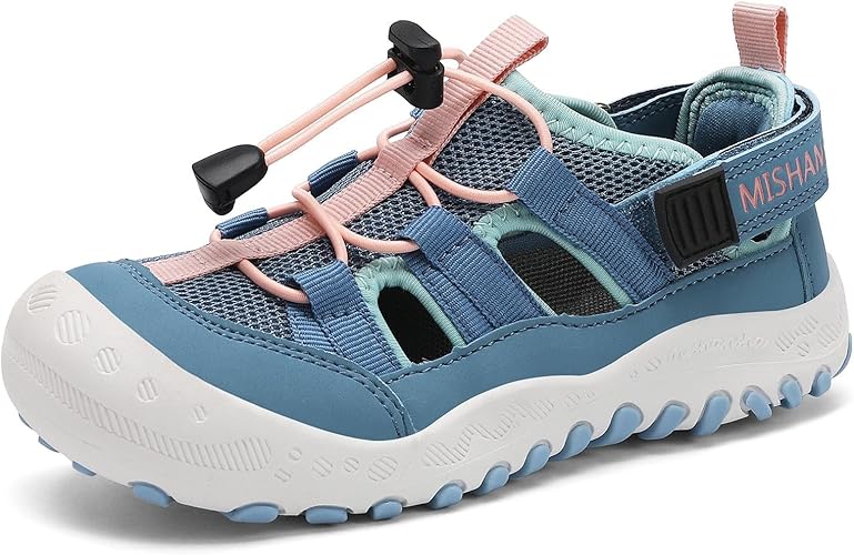 Mishansha Kids Outdoor Sport Sandals Closed Toe Adjustable Boys Girls Hiking Sandals Non-Slip Quick-Dry Water Sandal for Toddler Little Kid Big Kid