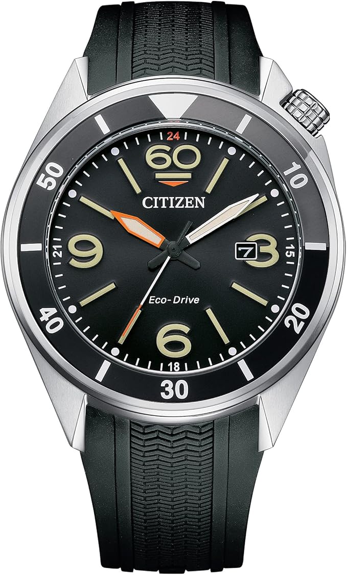 Citizen Men's Eco-Drive Weekender Sport Men's Watch in Stainless Steel and Polyurethane Black Strap, Black Dial (Model: AW1710-04E)