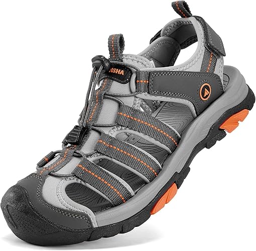 Mishansha Mens Sandals Closed Toe, Hiking Water Outdoor Athletic Beach Sandals Slip-Resistant with Arch Support